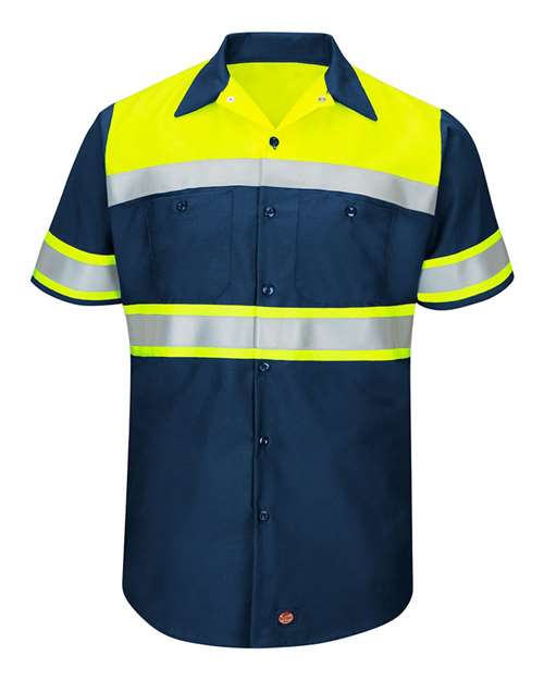 Men's Hi-Visibility Colorblock Ripstop Short Sleeve Work Shirt