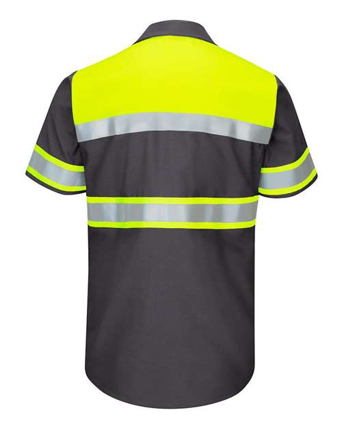 Men's Tall Hi-Visibility Colorblock Ripstop Short Sleeve Work Shirt – Back