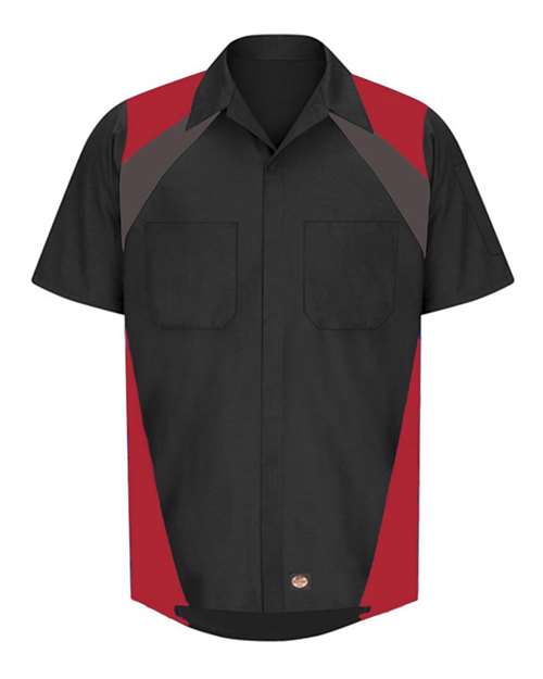 Men's Tri-Color Short Sleeve Shop Shirt – Front