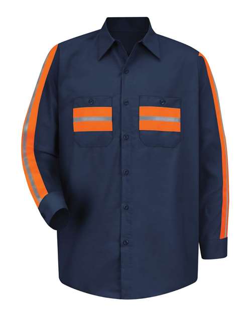 Men's Industrial Enhanced-Visibility Long Sleeve Work Shirt