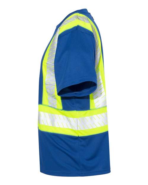Unisex EV Series® Enhanced Visibility Contrast Pocket T-Shirt – Detail