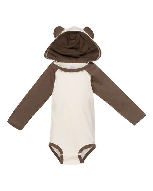 Infant Fine Jersey Character Hooded Long Sleeve Bodysuit with Ears – Front