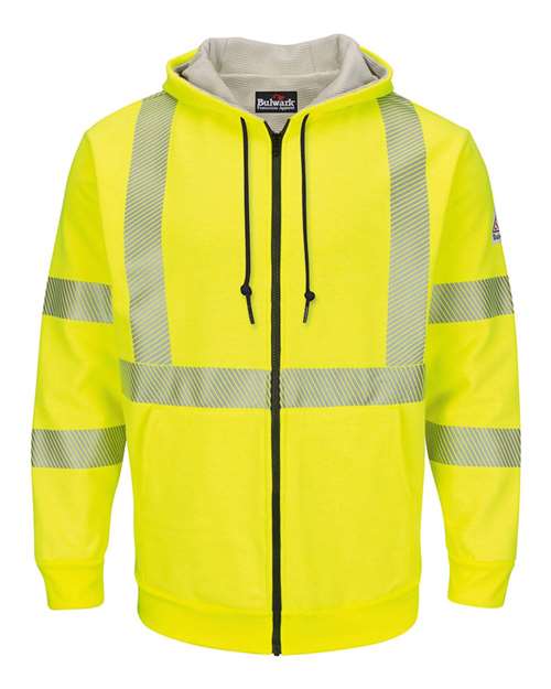 Men's Hi-Visibility Zip-Front Hooded Fleece Sweatshirt with Waffle Lining