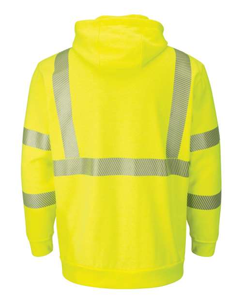 Men's Tall Hi-Visibility Zip-Front Hooded Fleece Sweatshirt with Waffle Lining – Back