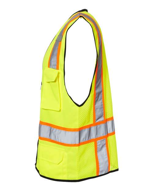 Unisex 6 Pocket Contrast Class 2 Vest – Detail