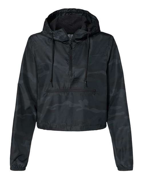 Women's Lightweight Quarter-Zip Pullover Crop Windbreaker – Front
