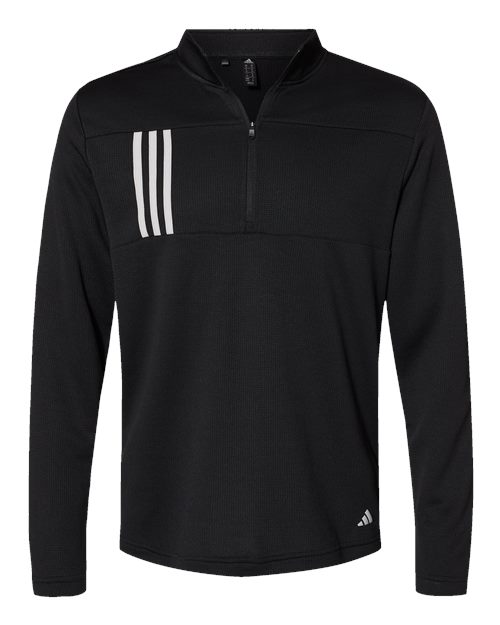 Men's 3-Stripes Double-Knit Quarter-Zip Pullover – Front
