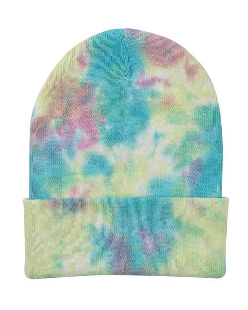 12" Tie-Dyed Cuffed Beanie – Front