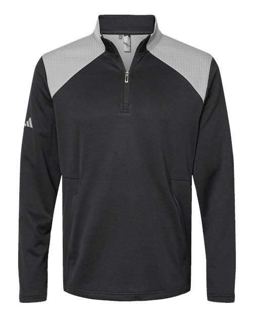 Men's Textured Mixed Media Quarter-Zip Pullover – Front