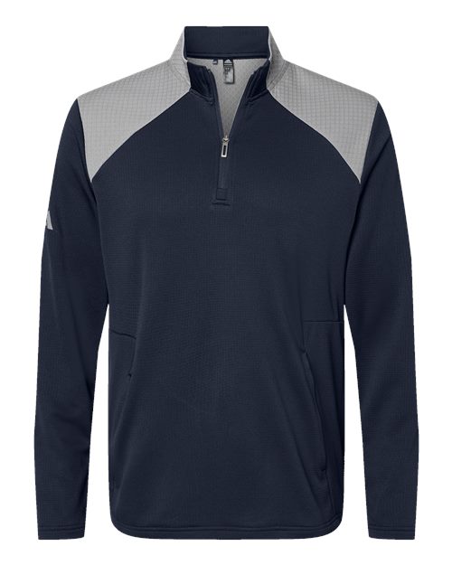 Men's Textured Mixed Media Quarter-Zip Pullover – Front