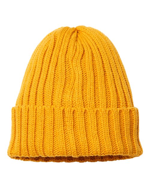 Sustainable Cable Knit Cuffed Beanie – Back