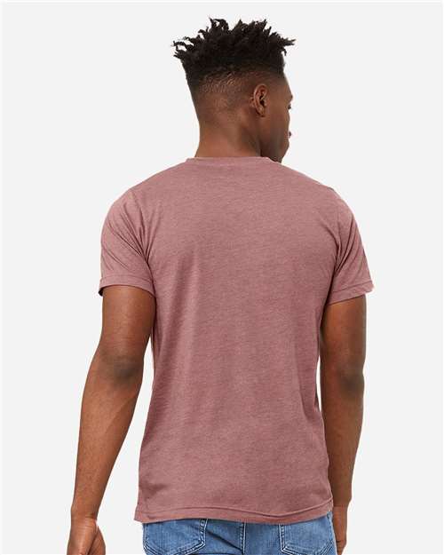 Unisex Heather CVC V-Neck Tee – On Model – Back