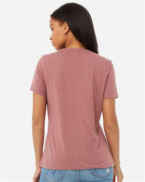 Women's Relaxed Heather CVC V-Neck Tee – On Model – Back