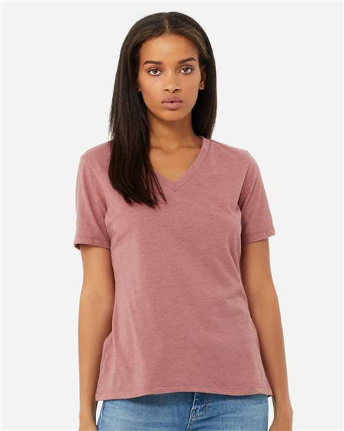 Women's Relaxed Heather CVC V-Neck Tee – On Model