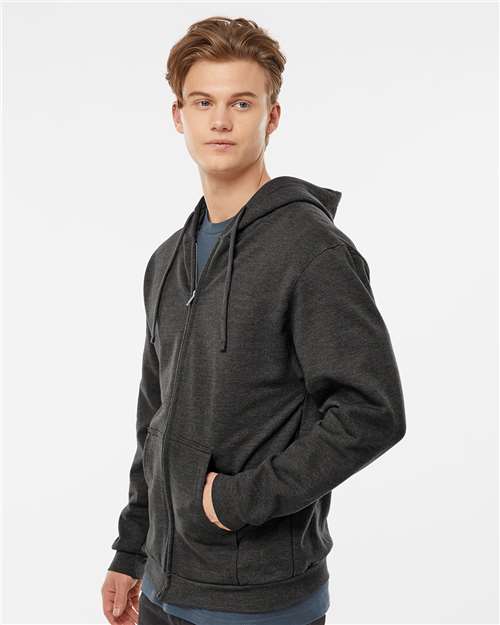 Unisex Full-Zip Hooded Sweatshirt – On Model – Side