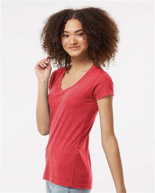 Women's Poly-Rich V-Neck T-Shirt – On Model – Side
