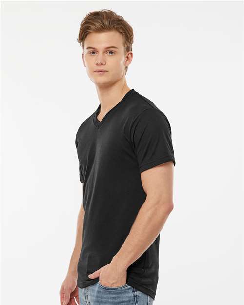 Men's Poly-Rich V-Neck T-Shirt – On Model – Side