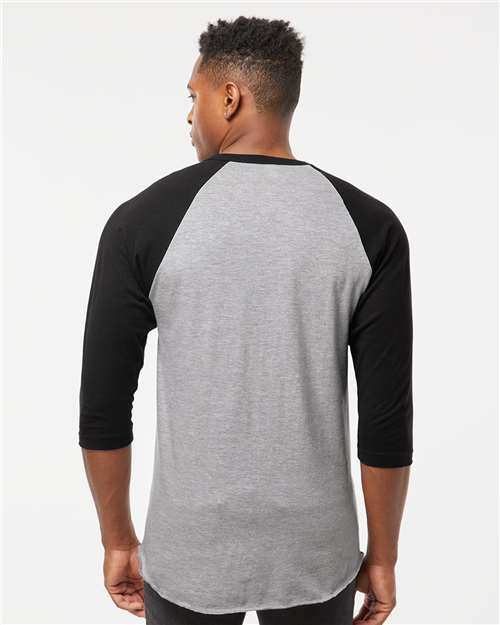 Unisex Fine Jersey Raglan T-Shirt – On Model – Back