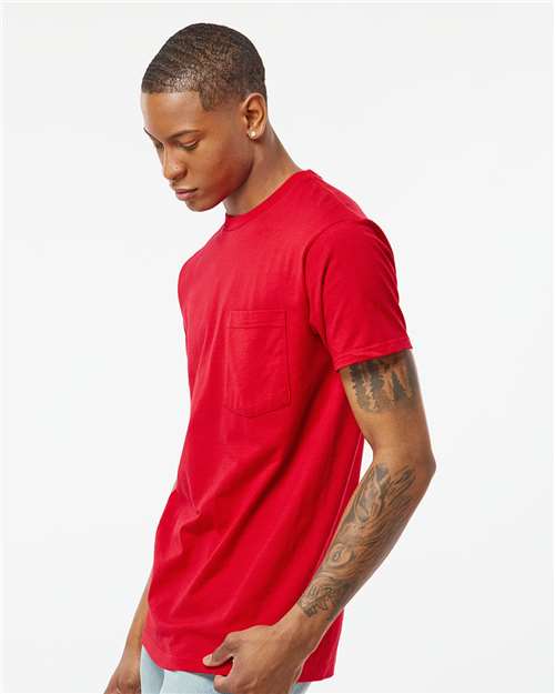 Unisex Heavyweight Jersey Pocket T-Shirt – On Model – Side