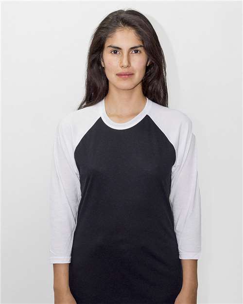 Unisex USA-Made Three-Quarter Sleeve Raglan Baseball T-Shirt