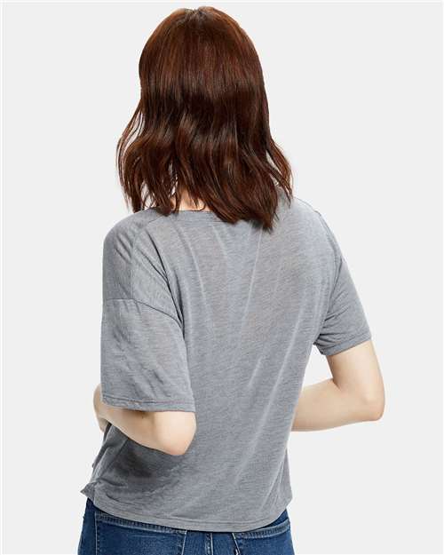Women's Boxy Open Neck Tee – On Model – Back