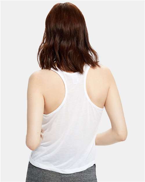 Women's Sheer Cropped Racer Tank Top – On Model – Back