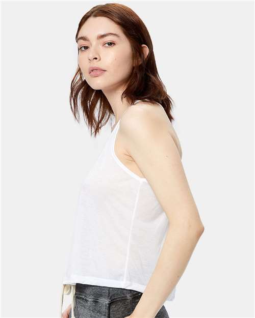 Women's Sheer Cropped Racer Tank Top – On Model – Side