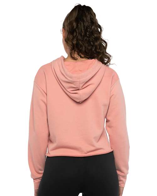 Women's Laguna Sueded Raw Edge Crop Hoodie Sweatshirt – On Model – Back