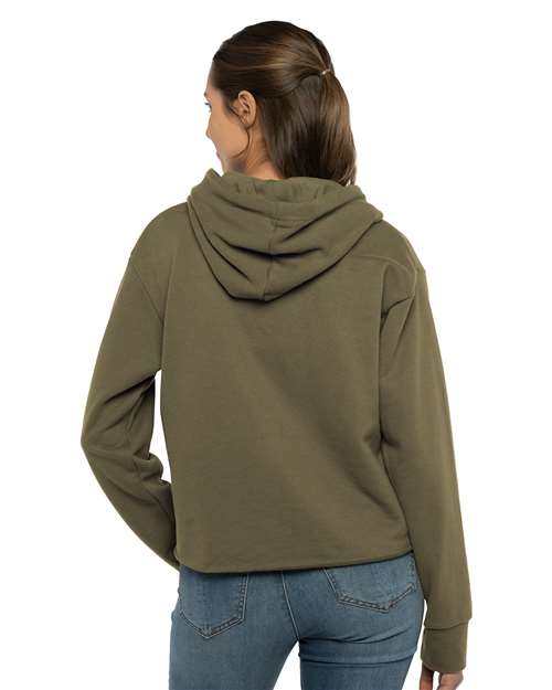 Women's Laguna Sueded Raw Edge Crop Hoodie Sweatshirt – On Model – Back
