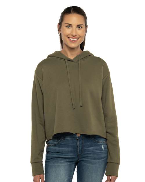 Women's Laguna Sueded Raw Edge Crop Hoodie Sweatshirt