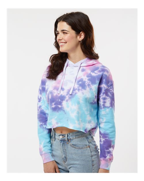 Women's Tie-Dyed Crop Hooded Sweatshirt – On Model – Side