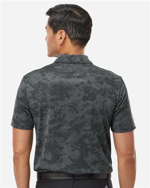 Men's All Over Camo Print Polo – On Model – Back