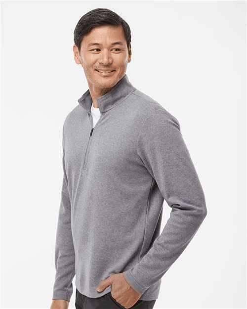 Men's 3-Stripes Quarter-Zip Sweater Pullover – On Model – Side