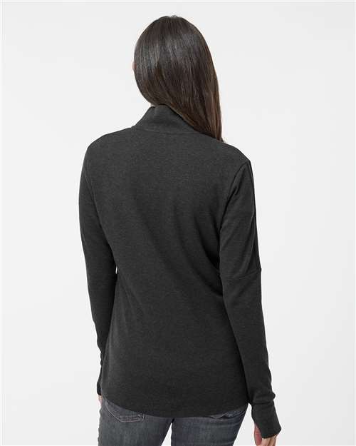 Women's 3-Stripes Quarter-Zip Sweater Pullover – On Model – Back