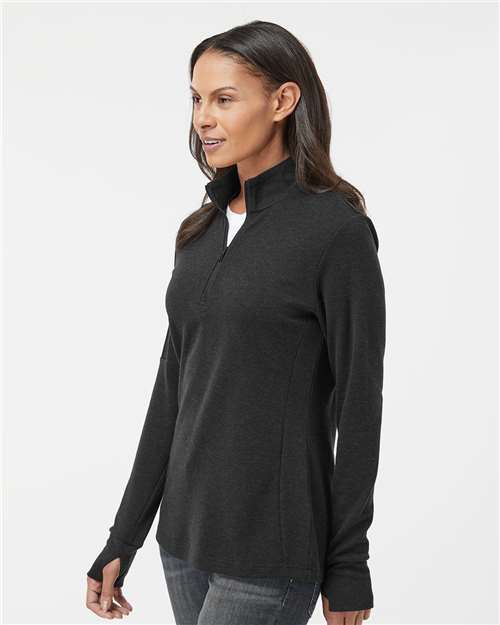 Women's 3-Stripes Quarter-Zip Sweater Pullover – On Model – Side