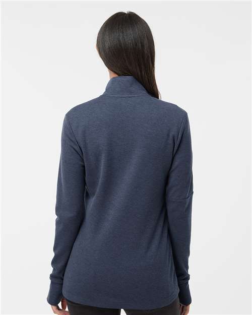 Women's 3-Stripes Quarter-Zip Sweater Pullover – On Model – Back