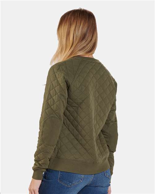 Women's Quilted Crewneck Pullover – On Model – Side