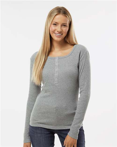Women's Harper Long Sleeve Henley – On Model