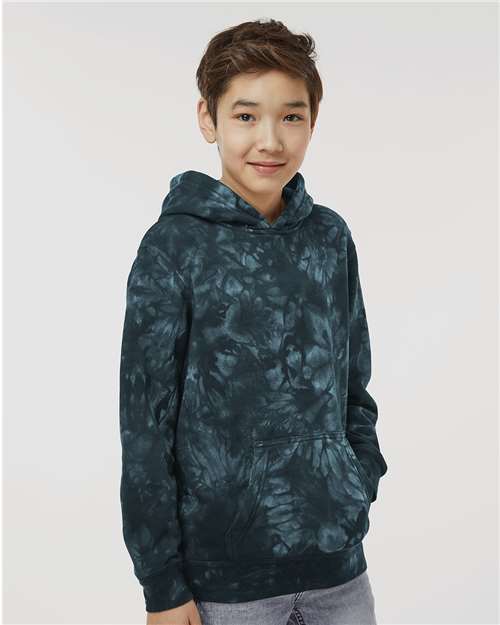 Youth Midweight Tie-Dyed Hooded Sweatshirt – On Model – Side