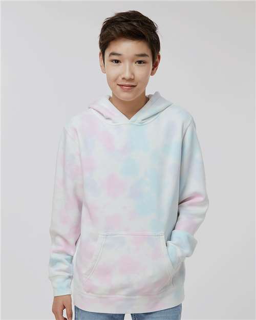 Youth Midweight Tie-Dyed Hooded Sweatshirt – On Model