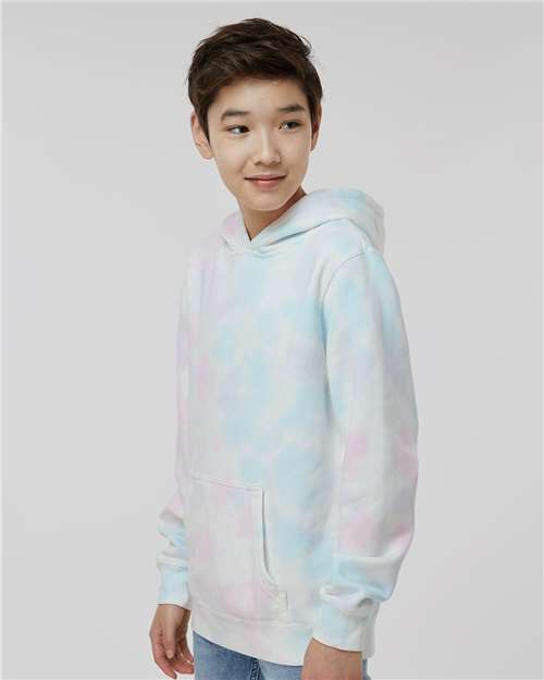 Youth Midweight Tie-Dyed Hooded Sweatshirt – On Model – Side