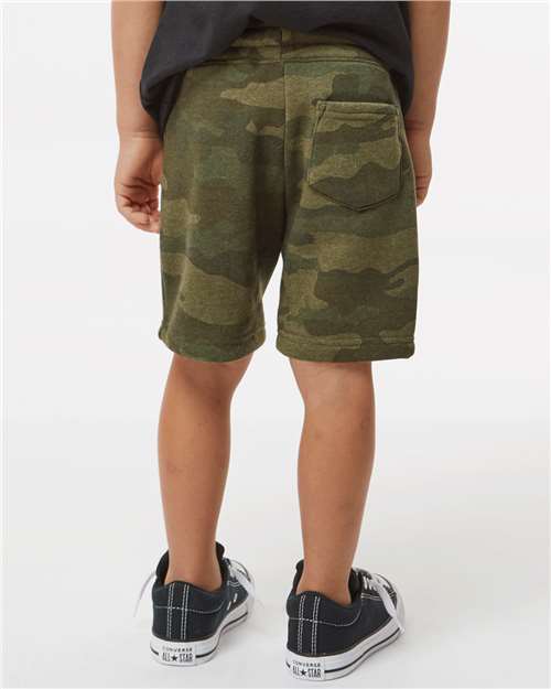 Toddler Lightweight Special Blend Fleece Shorts – On Model – Back