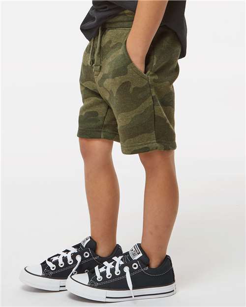 Toddler Lightweight Special Blend Fleece Shorts – On Model – Side