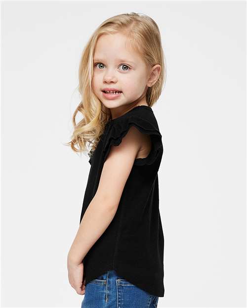 Toddler Flutter Sleeve Tee – On Model – Side