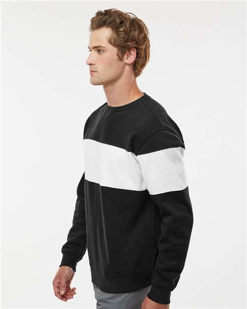 Unisex Varsity Fleece Crewneck Sweatshirt – On Model – Side