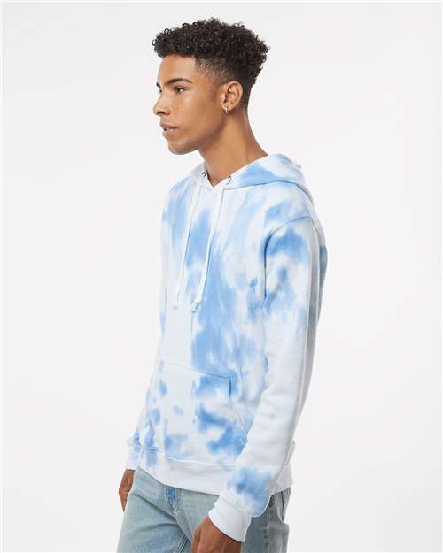 Men's Tie-Dyed Fleece Hooded Sweatshirt – On Model – Side