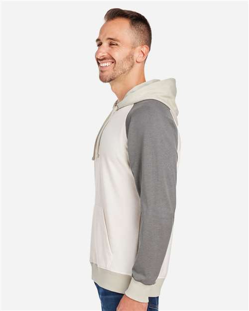 Unisex Vintage Tricolor Hooded Sweatshirt – On Model – Side