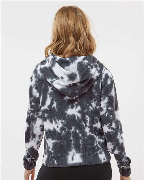 Women's Sueded Fleece Tie-Dyed Crop Hooded Sweatshirt – On Model – Back