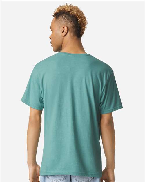 Unisex CVC V-Neck Tee – On Model – Back