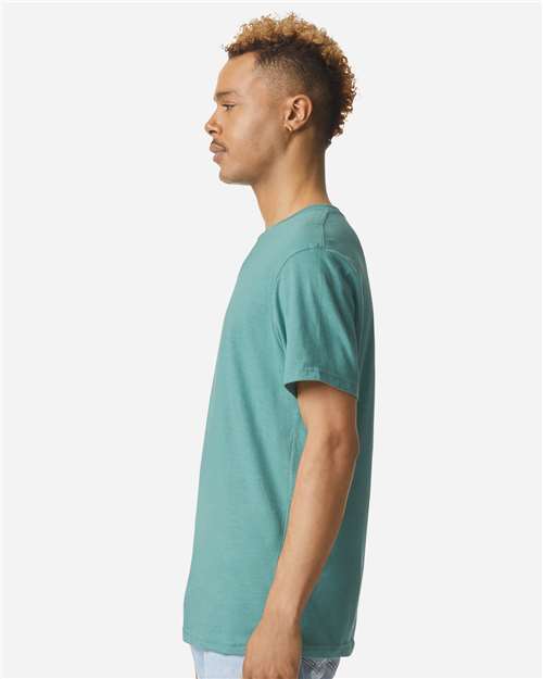 Unisex CVC V-Neck Tee – On Model – Side